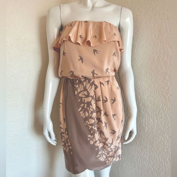 REVOLVE X Amanda Uprichard Dress Silk Birds Strapless Size M • NEW WITH TAGS • - Picture 1 of 7